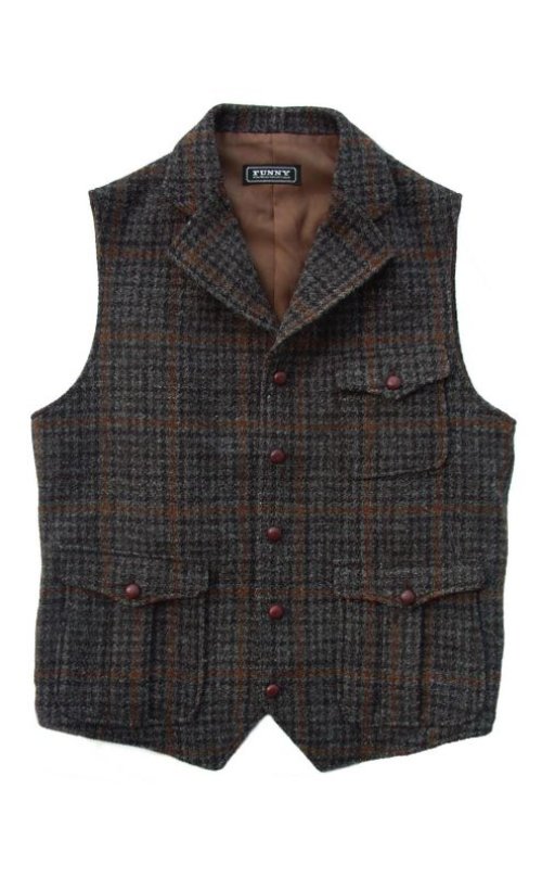 画像クリックで大きく確認できます　Click↓1: ファニー ハリスツイード ウール ベスト/Funny Harris Tweed Vest