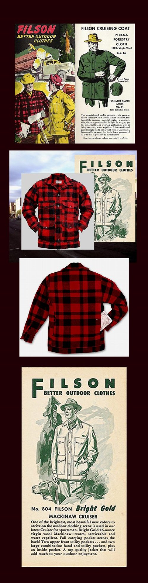 画像クリックで大きく確認できます　Click↓2: フィルソン マッキーノ クルーザー（レッド×ブラック）/Filson Mackinaw Cruiser(Red×Black)