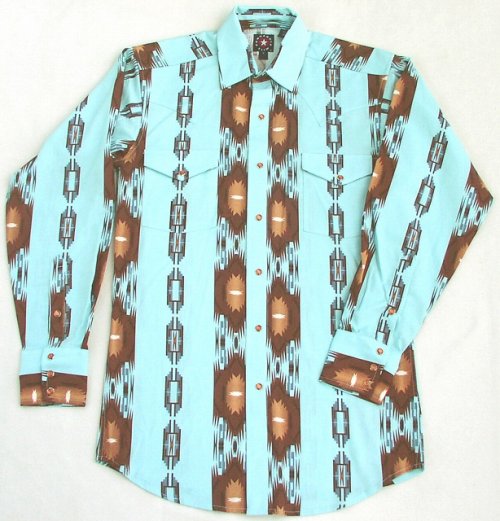 画像クリックで大きく確認できます　Click↓1: パンハンドルスリム ウエスタンシャツ・ライトターコイズ（長袖）S/Panhandle Slim Long Sleeve Western Shirt(Light Turquoise)