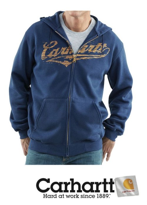 画像クリックで大きく確認できます　Click↓1: カーハート Carhartt ロゴ スエットパーカ（ネイビー）M/Carhartt Hooded Sweatshirt