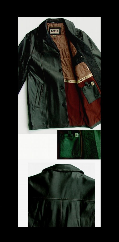 画像クリックで大きく確認できます　Click↓3: レインフォレスト レザー カーコート（ブラック）/RFT RAINFOREST Smooth Lamb Leather Car Coat (Black)