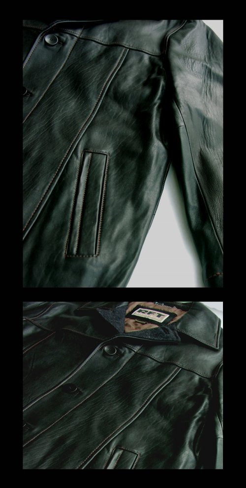 画像クリックで大きく確認できます　Click↓2: レインフォレスト レザー カーコート（ブラック）/RFT RAINFOREST Smooth Lamb Leather Car Coat (Black)