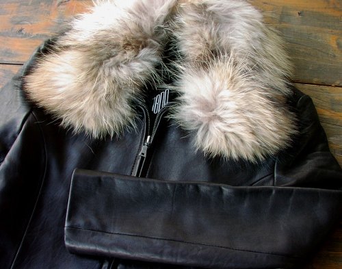 画像クリックで大きく確認できます　Click↓1: レザージャケット ナチュラルラクーンファー・シンサレート（レディース）/Leather Jacket with Raccoon Fur  