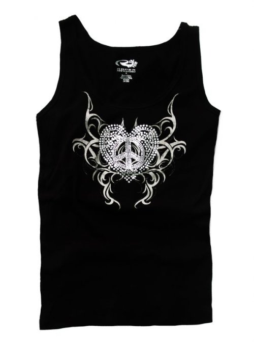 画像クリックで大きく確認できます　Click↓1: ローパー ラインストーン ハート タンクトップ（ブラック・レディース）/Roper Tank Top(Black・Women's)