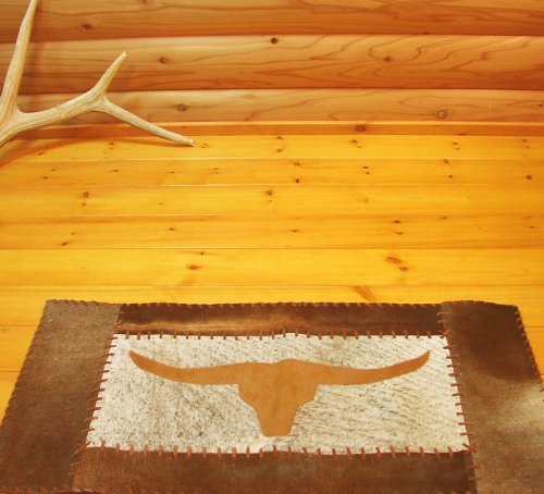 画像クリックで大きく確認できます　Click↓1: 牛毛皮 ウエスタン ラグ（テキサスロングホーン）/Cowhide Long Horn Rug