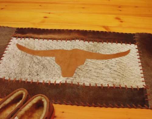 画像クリックで大きく確認できます　Click↓3: 牛毛皮 ウエスタン ラグ（テキサスロングホーン）/Cowhide Long Horn Rug