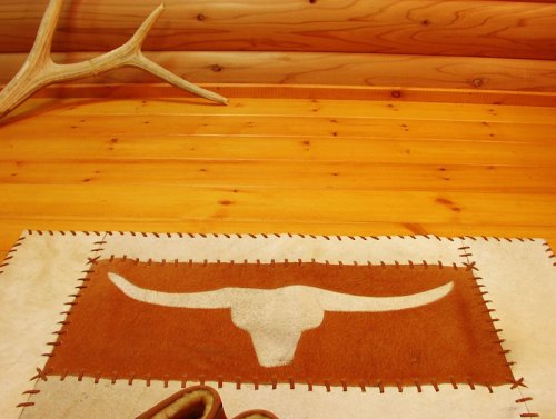 画像クリックで大きく確認できます　Click↓2: 牛毛皮 ウエスタン ラグ（テキサスロングホーン）/Cowhide Long Horn Rug