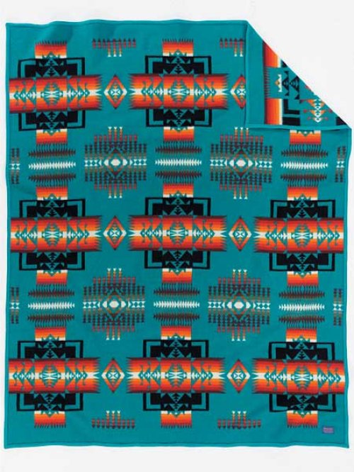 画像クリックで大きく確認できます　Click↓1: ペンドルトン チーフジョセフ ブランケット(ターコイズ）/Pendleton Chief Joseph Collection(Turquoise)