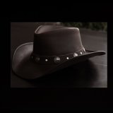 オイルバッファローレザー レザーバンド バッファローコンチョ アウトバック ハット（ブラウン）/Oiled Buffalo Hide Outback Hat(Brown)