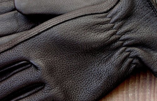 画像クリックで大きく確認できます　Click↓2: アメリカンディアーレザー（鹿皮） グローブ（手袋）ブラック/ Genuine American Deer Leather Gloves