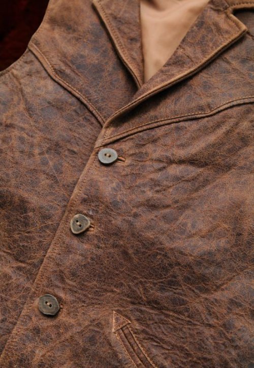 画像クリックで大きく確認できます　Click↓2: ウエスタン レザー ベスト（ブラウン）/Western Leather Vest(Brown)