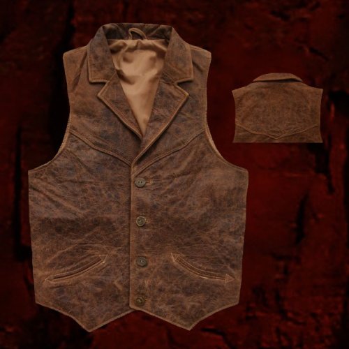 画像クリックで大きく確認できます　Click↓1: ウエスタン レザー ベスト（ブラウン）/Western Leather Vest(Brown)