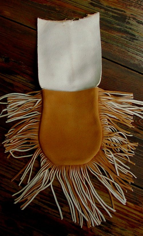 画像クリックで大きく確認できます　Click↓2: ディアスキン フリンジベルトポーチ（スモーク）/Deerskin Fringe Belt Pouch