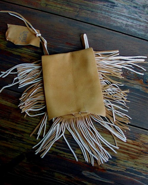 画像クリックで大きく確認できます　Click↓1: ディアスキン フリンジベルトポーチ（スモーク）/Deerskin Fringe Belt Pouch