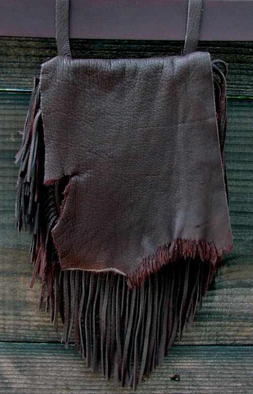 画像クリックで大きく確認できます　Click↓1: ディアスキン フリンジベルトポーチ（チョコ）/Deerskin Fringe Belt Pouch