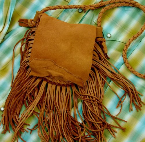 画像クリックで大きく確認できます　Click↓1: ディアスキン フリンジ ショルダーバッグ（サドル）/Deerskin Fringe Shoulder Bag(Saddle)