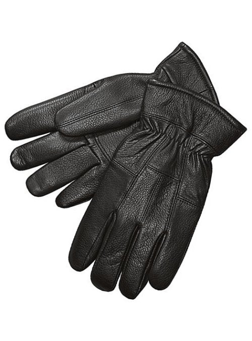 画像クリックで大きく確認できます　Click↓1: ディアスキン （鹿皮）グローブ ブラック （フリース付手袋）/Deerskin Leather Gloves Black