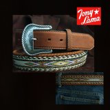 トニーラマ ベルト ホースヘアー&テープ（ブラウン）/Tony Lama Leather Belt(Brown)
