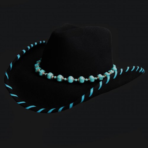 画像クリックで大きく確認できます　Click↓1: ウール ウエスタンハット ターコイズレジェンド（ブラック）/Western Hat(Black)