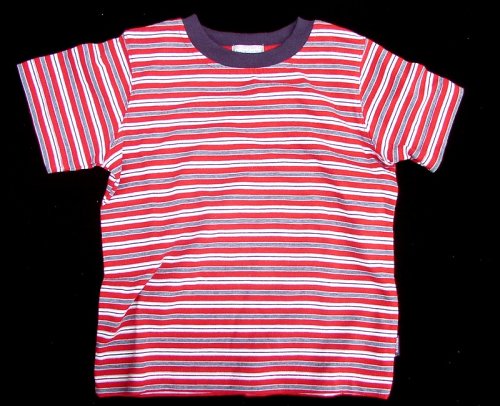 画像クリックで大きく確認できます　Click↓1: キッズ ストライプ Tシャツ(ネイビー/レッド）/Stripe T-shirt(Navy/Red)