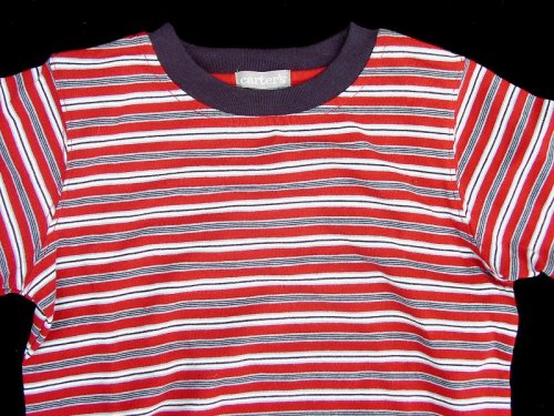 画像クリックで大きく確認できます　Click↓2: キッズ ストライプ Tシャツ(ネイビー/レッド）/Stripe T-shirt(Navy/Red)
