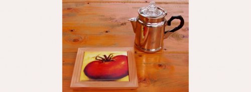 画像クリックで大きく確認できます　Click↓3: セラミックトリベット（鍋敷き）/Ceramic Trivet(Tomato)