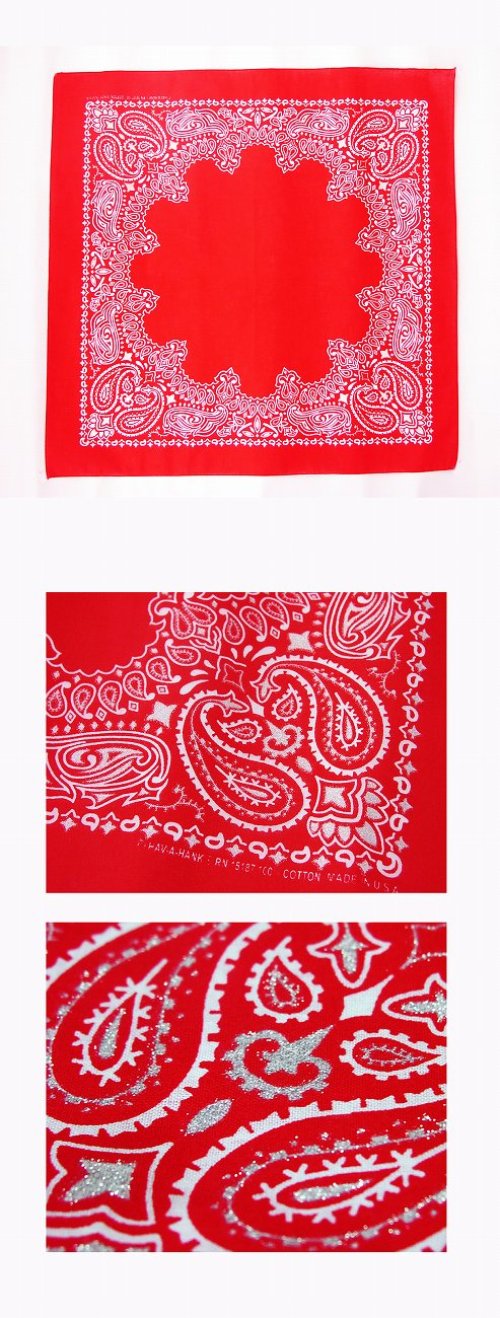 画像クリックで大きく確認できます　Click↓1: バンダナ ハバハンク HAV-A-HANK ペイズリー（レッド・ホワイト）/Bandana Paisley Red White