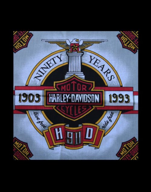 画像クリックで大きく確認できます　Click↓2: ハーレーダビッドソン バンダナ（90Years 1903-1993）/Harley Davidson Bandana
