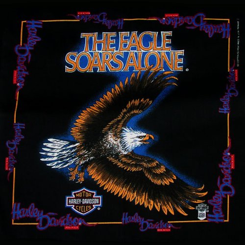 画像クリックで大きく確認できます　Click↓1: ハーレーダビッドソン バンダナ（ブラック・THE EAGLE SOARS ALONE）/Harley Davidson Bandana