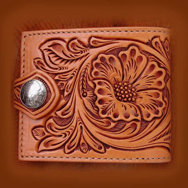 画像1: ファニー コインヘッド ビルフォード ハンドクラフト・Hand Craft(Tan Antique)/Funny Coin Head Billfold