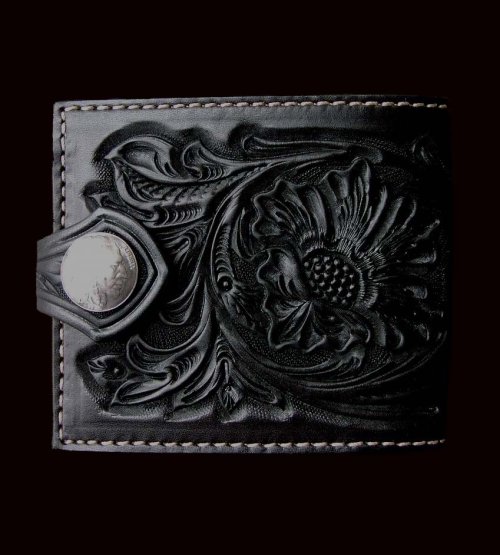 画像クリックで大きく確認できます　Click↓1: ファニー コインヘッド ビルフォード ハンドクラフト・Hand Craft(Black)/Funny Coin Head Billfold