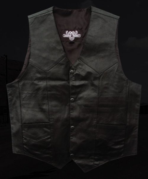 画像クリックで大きく確認できます　Click↓1: ウエスタン レザー ベスト（ブラック）/Western Leather Vest(Black)
