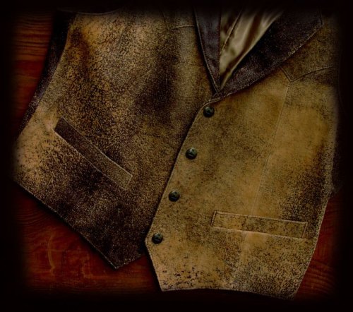 画像クリックで大きく確認できます　Click↓2: ウエスタン ラムレザーベスト（タン）/Western Lamb Leather Vest(Tan)