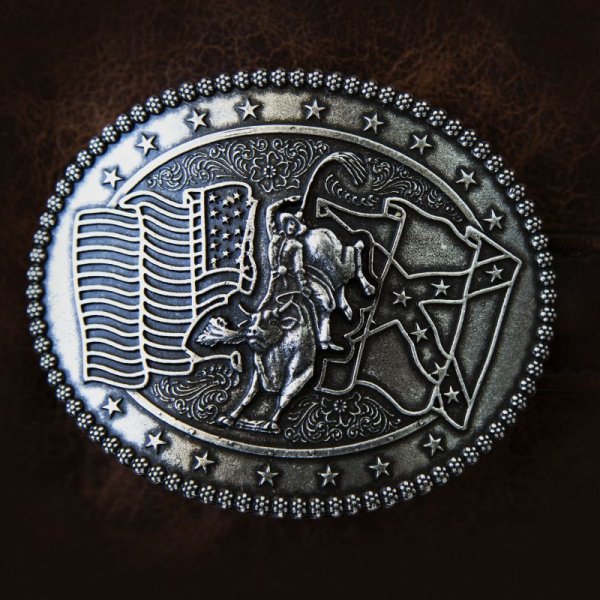 画像1: モンタナシルバースミス ラージサイズ ベルト バックル ライダー・フラッグ/Montana Silversmiths Belt Buckle Rider Flag