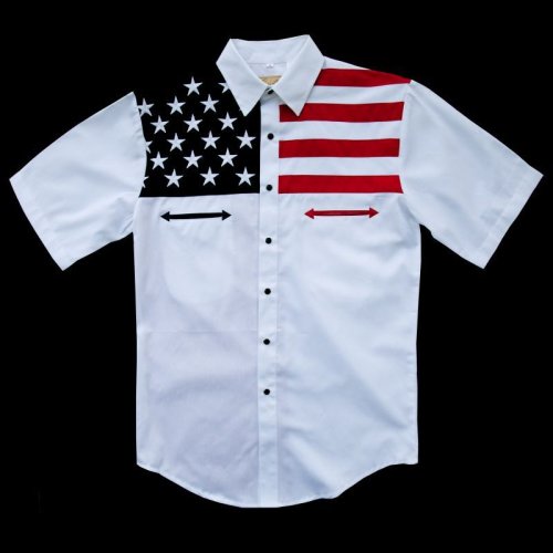 画像クリックで大きく確認できます　Click↓1: スカリー USA 刺繍シャツ（メンズ 半袖/アメリカンフラッグ）/Scully Short Sleeve Western Shirt