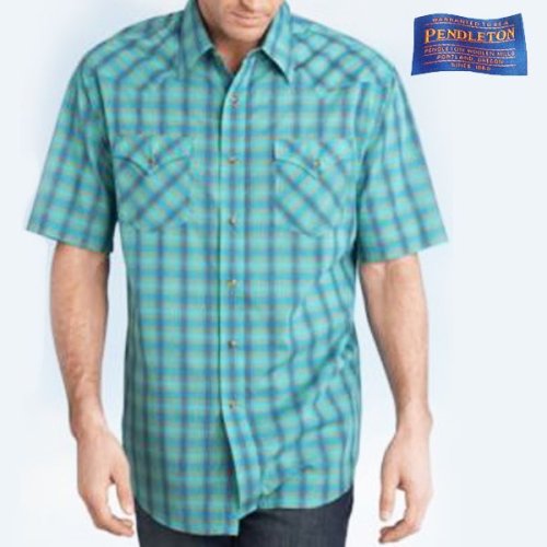 画像クリックで大きく確認できます　Click↓1: ペンドルトン 半袖 ウエスタン シャツ ターコイズ/Pendleton Shortsleeve Western Shirt