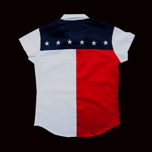 画像クリックで大きく確認できます　Click↓2: スカリー USA アメリカ国旗シャツ（キャップスリーブ/アメリカンフラッグ）/Scully Western Shirt(Women's)