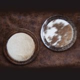 ウエスタン 牛毛皮 コースター（プレーン・スター）/Cowhide Hair-on Coaster