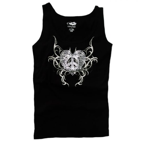 画像1: ローパー ラインストーン ハート タンクトップ（ブラック・レディース）/Roper Tank Top(Black・Women's)