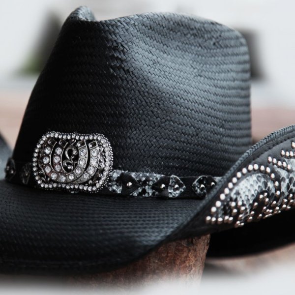 画像2: ブルハイド ウェスタン ストローハット（カウガールファンタジー・ブラック）/BULLHIDE Western Straw Hat Cowgirl Fantasy(Black)