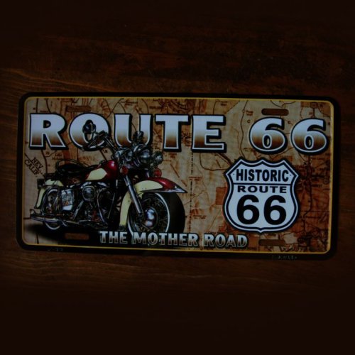 画像クリックで大きく確認できます　Click↓1: ルート66 ライセンスプレート モーターサイクル/Route66 License Plate