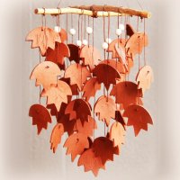 テラコッタ リーフ ハンドメイド ナチュラル ウインドチャイム 