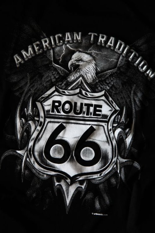 画像クリックで大きく確認できます　Click↓2: ルート66 半袖Tシャツ（ブラック・イーグル）/Route 66 T-shirt