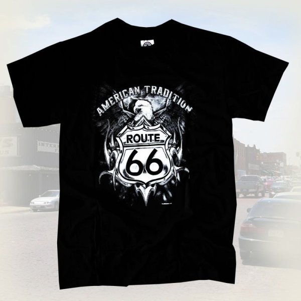 画像1: ルート66 半袖Tシャツ（ブラック・イーグル）/Route 66 T-shirt