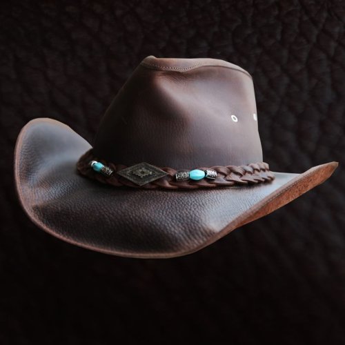 画像クリックで大きく確認できます　Click↓1: レザー ハット（ブラウン）/Genuine Leather Hat(Brown)