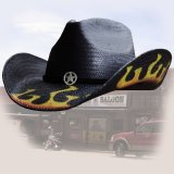 ファイヤースターストローハット（ブラック）/Western Straw Hat