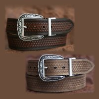 リバーシブル ウエスタン ベルト（ブラウン&ライトブラウン）/Western Leather Belt