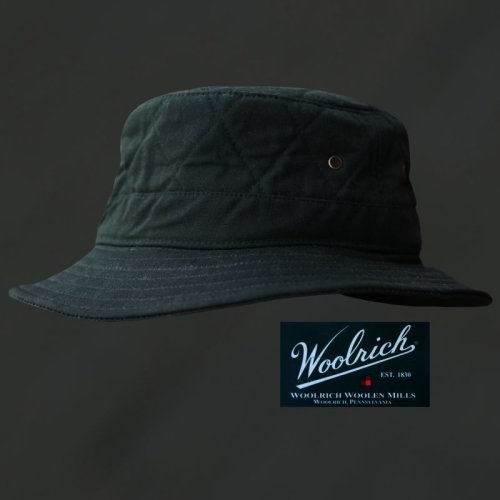 画像クリックで大きく確認できます　Click↓1: ウールリッチ オイルドコットン ハット（モスグリーン）/Woolrich Oiled Cotton Hat(Moss)