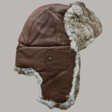 マッド ボンバー ハット 帽子（レザー＆ラビット ファー ブラウン）/Mad Bomber Hat(Brown)