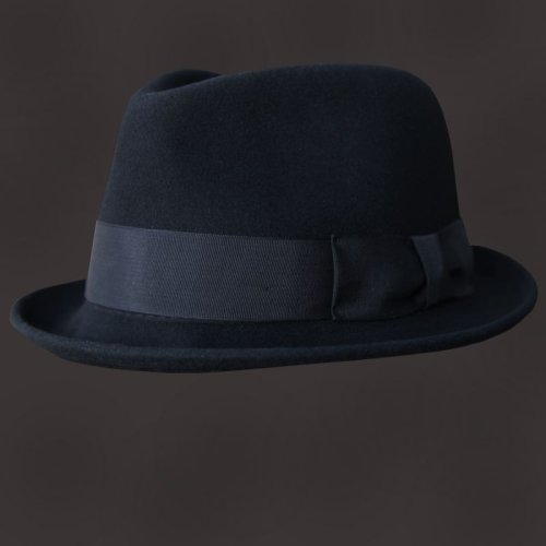 画像クリックで大きく確認できます　Click↓1: ウール フェドラ ハット（ブラック）/Wool Fedora Hat (Black) 